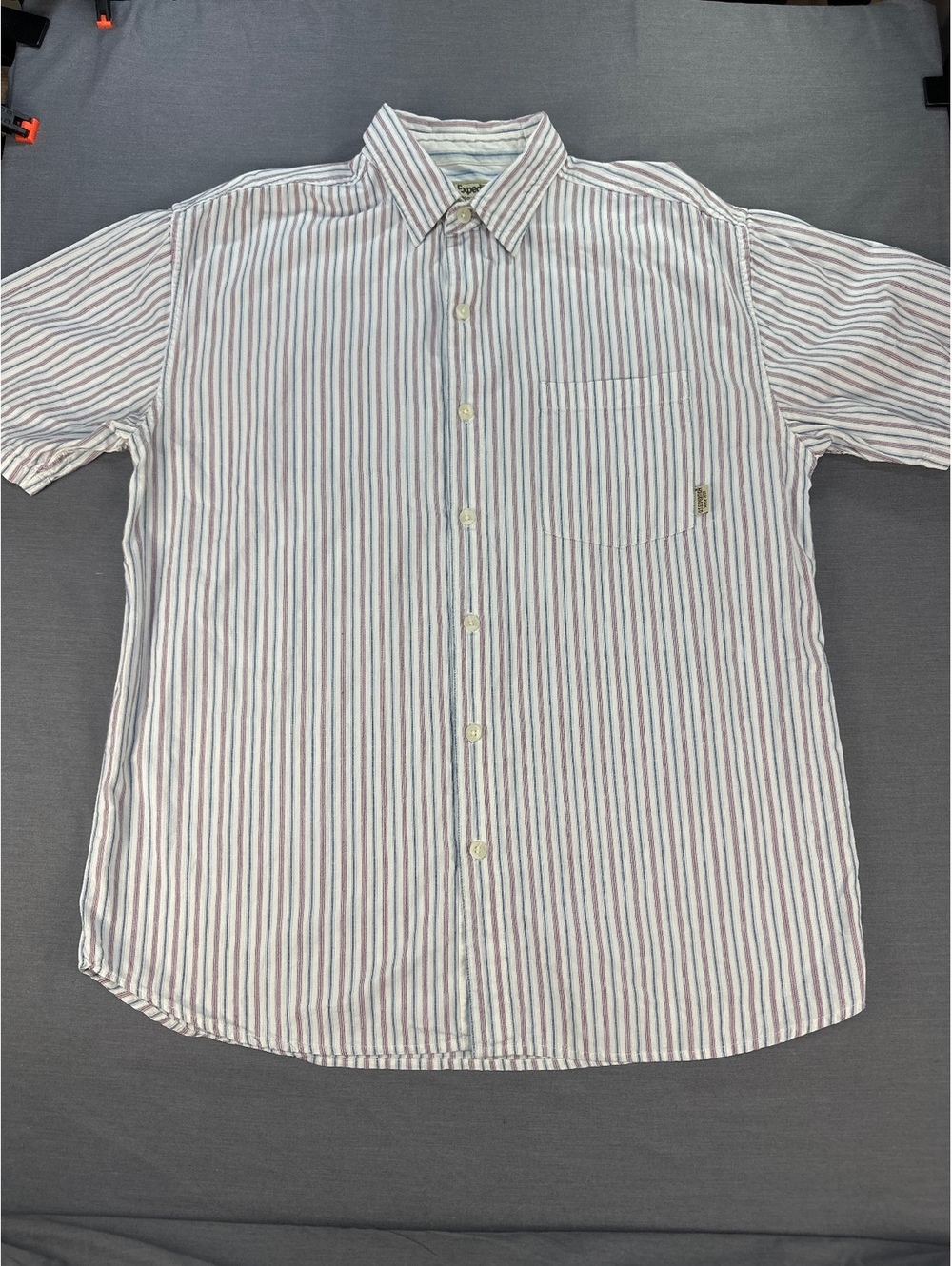 U.S. Expedition Men's Button-Up Shirt Large Cotton Striped Regular Fit
